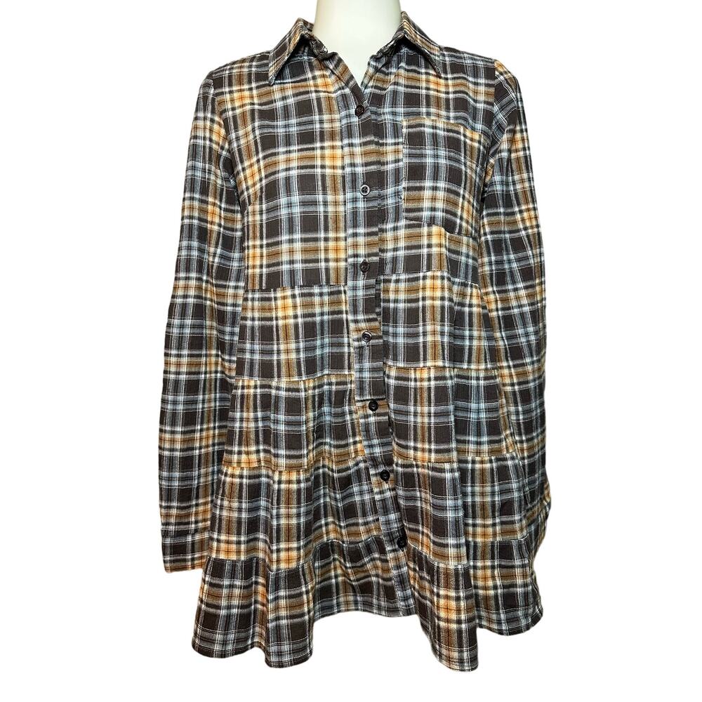Free People Women’s Size 2 Button Down Shirt Dress Roll Tab Sleeves Collared - Picture 2 of 6